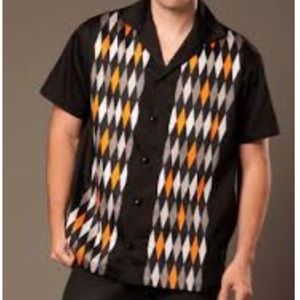 Men’s Bowling Shirt in Halloween Harlequin
